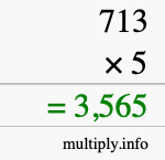 How to calculate 713 times 5 using long multiplication