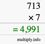 How to calculate 713 times 7 using long multiplication