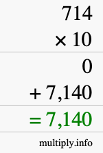 How to calculate 714 times 10 using long multiplication