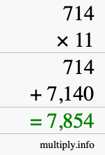 How to calculate 714 times 11 using long multiplication How to calculate 714 times 11 using long multiplication