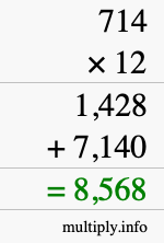 How to calculate 714 times 12 using long multiplication How to calculate 714 times 12 using long multiplication