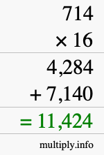How to calculate 714 times 16 using long multiplication