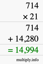 How to calculate 714 times 21 using long multiplication