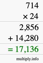 How to calculate 714 times 24 using long multiplication