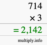 How to calculate 714 times 3 using long multiplication