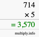 How to calculate 714 times 5 using long multiplication How to calculate 714 times 5 using long multiplication