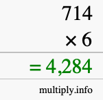 How to calculate 714 times 6 using long multiplication
