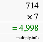 How to calculate 714 times 7 using long multiplication