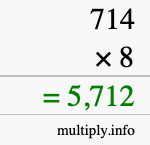 How to calculate 714 times 8 using long multiplication