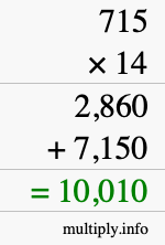 How to calculate 715 times 14 using long multiplication How to calculate 715 times 14 using long multiplication