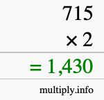 How to calculate 715 times 2 using long multiplication