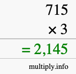 How to calculate 715 times 3 using long multiplication How to calculate 715 times 3 using long multiplication