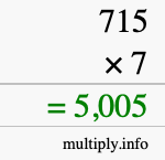 How to calculate 715 times 7 using long multiplication