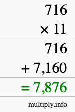 How to calculate 716 times 11 using long multiplication How to calculate 716 times 11 using long multiplication