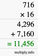How to calculate 716 times 16 using long multiplication