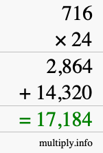 How to calculate 716 times 24 using long multiplication