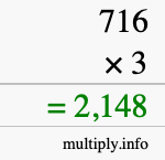 How to calculate 716 times 3 using long multiplication How to calculate 716 times 3 using long multiplication