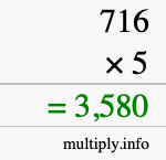 How to calculate 716 times 5 using long multiplication