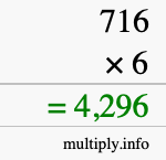 How to calculate 716 times 6 using long multiplication