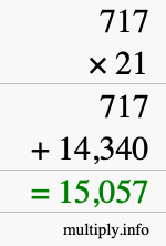 How to calculate 717 times 21 using long multiplication
