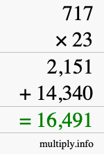 How to calculate 717 times 23 using long multiplication