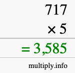 How to calculate 717 times 5 using long multiplication