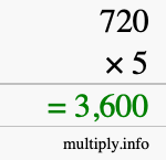 How to calculate 720 times 5 using long multiplication How to calculate 720 times 5 using long multiplication