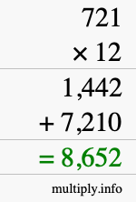 How to calculate 721 times 12 using long multiplication How to calculate 721 times 12 using long multiplication