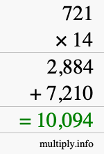 How to calculate 721 times 14 using long multiplication How to calculate 721 times 14 using long multiplication