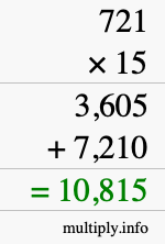 How to calculate 721 times 15 using long multiplication How to calculate 721 times 15 using long multiplication