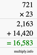 How to calculate 721 times 23 using long multiplication How to calculate 721 times 23 using long multiplication