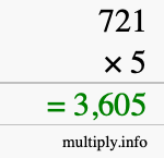How to calculate 721 times 5 using long multiplication How to calculate 721 times 5 using long multiplication