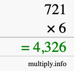 How to calculate 721 times 6 using long multiplication