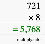 How to calculate 721 times 8 using long multiplication