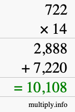 How to calculate 722 times 14 using long multiplication How to calculate 722 times 14 using long multiplication