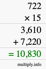 How to calculate 722 times 15 using long multiplication How to calculate 722 times 15 using long multiplication