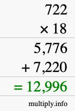 How to calculate 722 times 18 using long multiplication How to calculate 722 times 18 using long multiplication