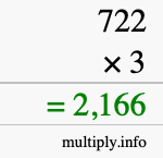 How to calculate 722 times 3 using long multiplication How to calculate 722 times 3 using long multiplication
