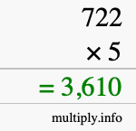 How to calculate 722 times 5 using long multiplication How to calculate 722 times 5 using long multiplication