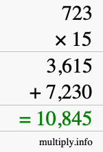 How to calculate 723 times 15 using long multiplication How to calculate 723 times 15 using long multiplication