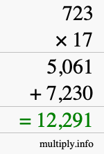 How to calculate 723 times 17 using long multiplication How to calculate 723 times 17 using long multiplication