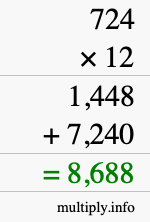How to calculate 724 times 12 using long multiplication How to calculate 724 times 12 using long multiplication