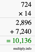 How to calculate 724 times 14 using long multiplication How to calculate 724 times 14 using long multiplication