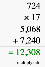 How to calculate 724 times 17 using long multiplication How to calculate 724 times 17 using long multiplication