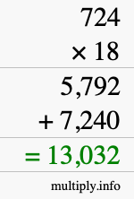 How to calculate 724 times 18 using long multiplication How to calculate 724 times 18 using long multiplication