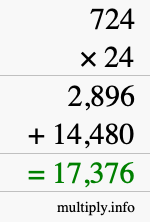 How to calculate 724 times 24 using long multiplication