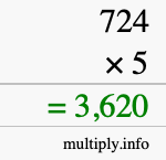 How to calculate 724 times 5 using long multiplication How to calculate 724 times 5 using long multiplication