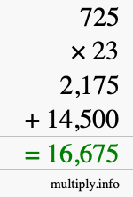 How to calculate 725 times 23 using long multiplication How to calculate 725 times 23 using long multiplication
