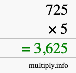 How to calculate 725 times 5 using long multiplication How to calculate 725 times 5 using long multiplication