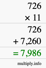 How to calculate 726 times 11 using long multiplication How to calculate 726 times 11 using long multiplication